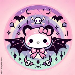 Kuromi decorazione kawaii pastel goth