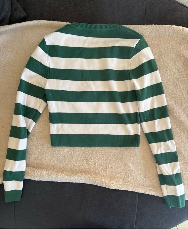 Maglietta Zara a righe verde e bianca taglia M