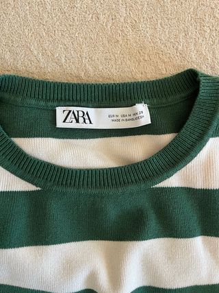 Maglietta Zara a righe verde e bianca taglia M