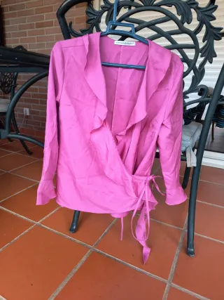 Blusa cruzada rosa mujer
