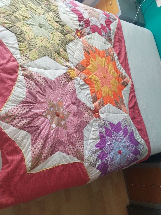 Colcha patchwork estrellas multicolor