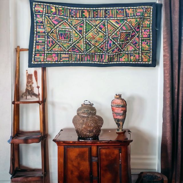 Tapiz bordado a mano India multicolor