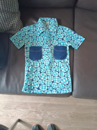 Camiseta Vintage XXS Azul y Blanco