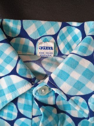 Camiseta Vintage XXS Azul y Blanco