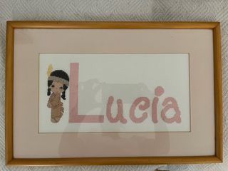 Cuadro punto de cruz infantil Lucia