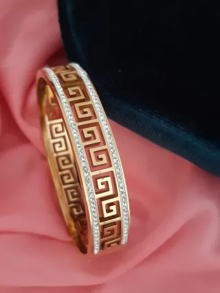 Pulsera ancha,circonitas baño oro 12cm