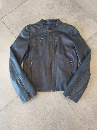 Chaqueta Cazadora Biker Cuero Mujer Vintage S