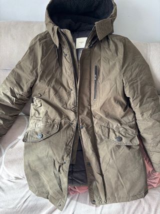 Chaquetón Mango Verde Talla M con Capucha