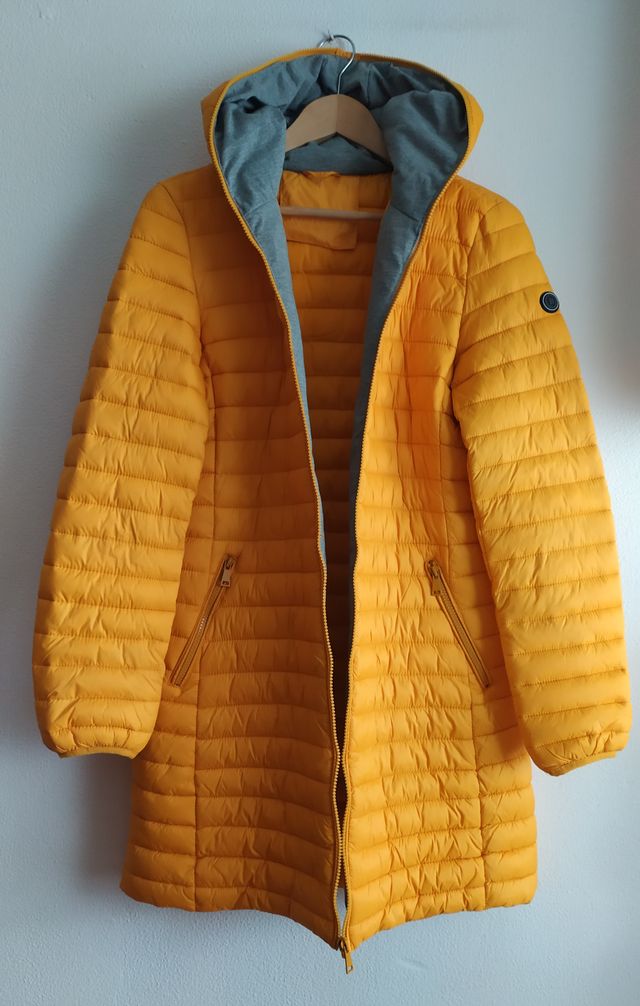 Abrigo acolchado mujer amarillo mostaza talla L
