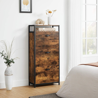 Scarpiera, Portascarpe Alto con 3 Scomparti a Riba