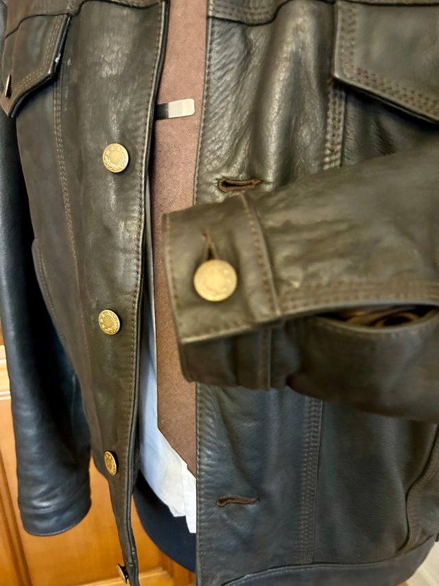 Trucker Jacket pelle di vacchetta Oakwood size M/L