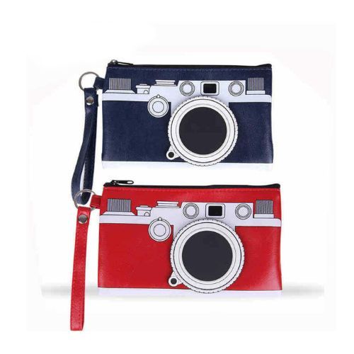 Portafogli vintage on-camera (blu e rosso)