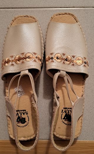 Sandalias Salvi Esparto Beige y Dorado