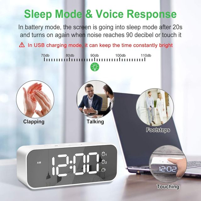 Reloj Despertador Digital USB Recargable