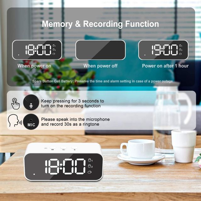 Reloj Despertador Digital USB Recargable