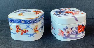 2 Scatolette Portagioie Giapponesi Porcellana