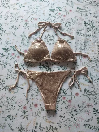 Bikini lentejuelas dorado