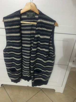 Gilet MALAGRIDA Beige/Blu Made in Italy