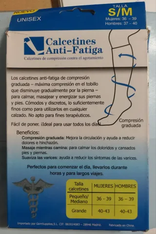 2 Pares Calcetines Anti-Fatiga Negros