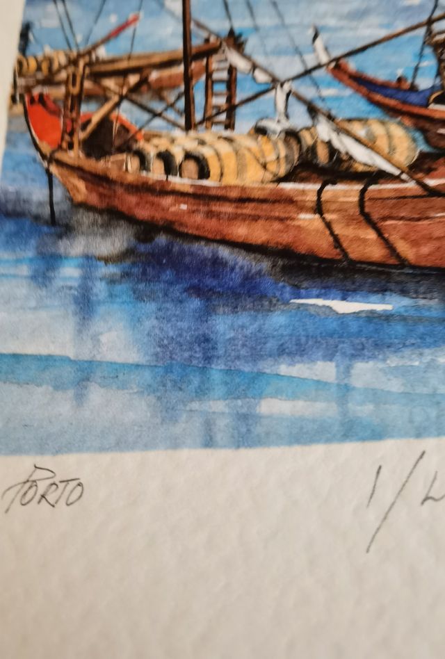 Litografía El Duero Portugal firmada 1/2