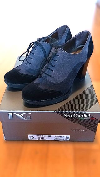 Scarpe Donna francesine camoscio Tacco Alto Tg.37