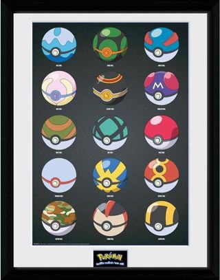 Poster Pokémon Poké Ball con cornice 35x45