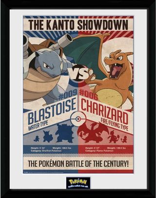 Poster Pokémon Blastoise vs Charizard 35x45