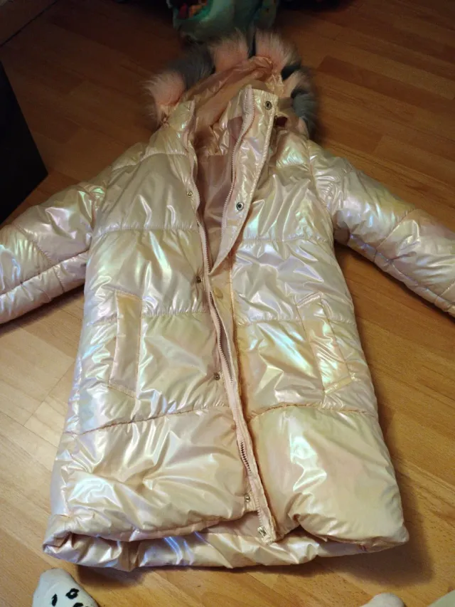 Abrigo largo niña perlado