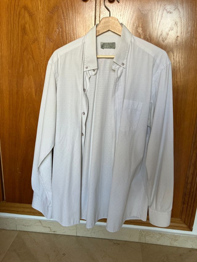 Camisa Dior Hombre Manga Larga Con Bolsillo Blanca