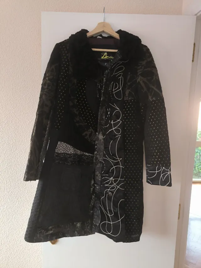 Abrigo Desigual Mujer Negro Multicolor