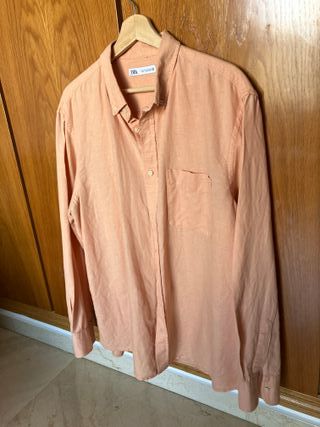 Camisa Zara Manga Larga Bolsillo Talla M