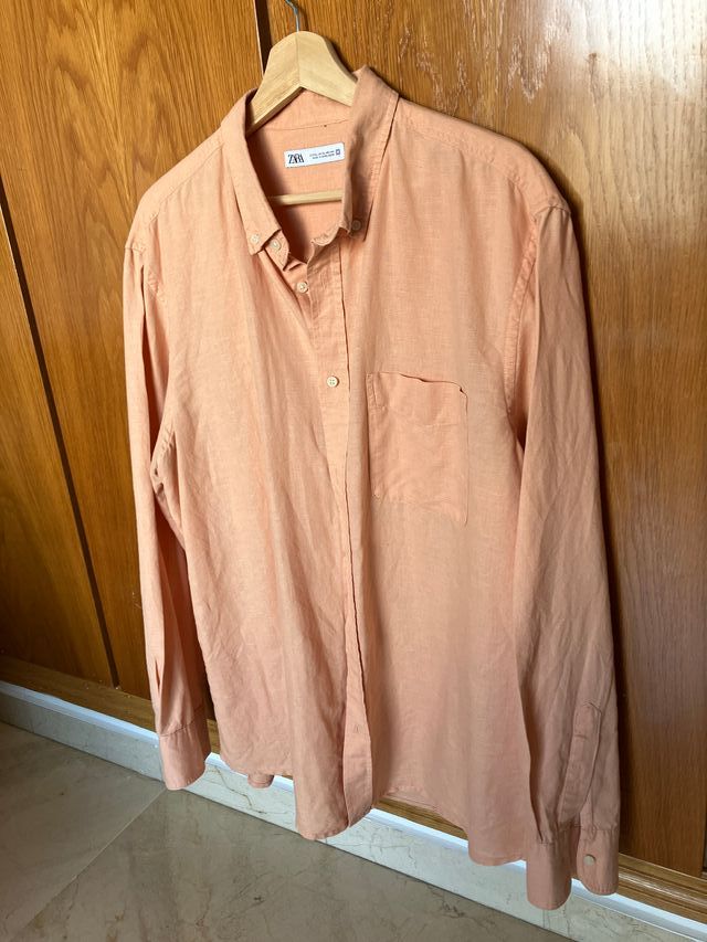 Camisa Zara Manga Larga Bolsillo Talla M