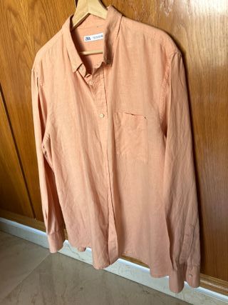 Camisa Zara Manga Larga Bolsillo Talla M