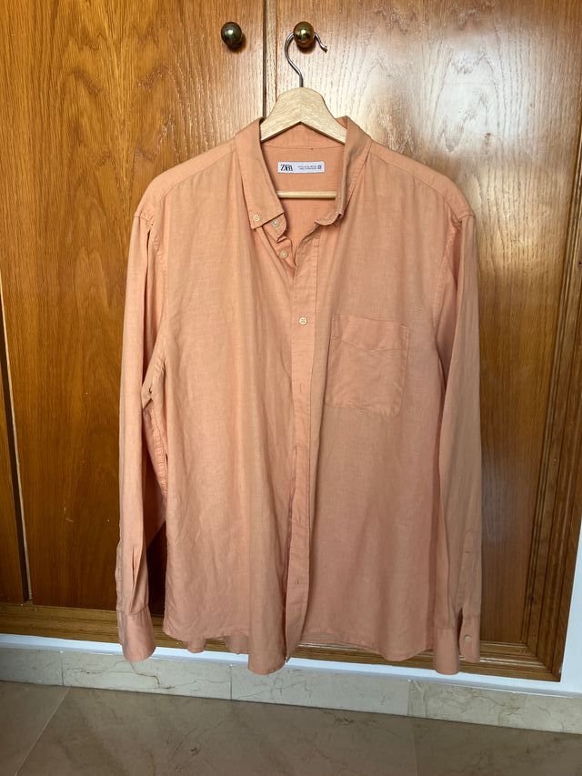 Camisa Zara Manga Larga Bolsillo Talla M