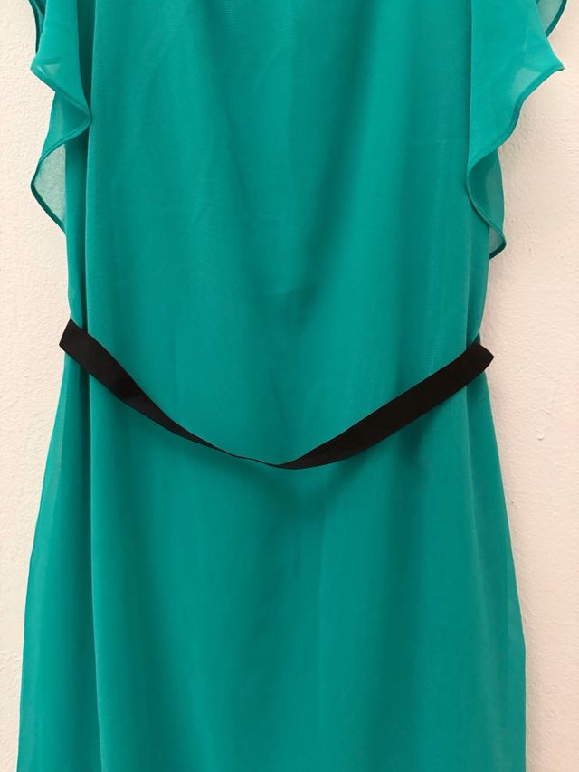 Vestido verde agua con encaje negro talla L