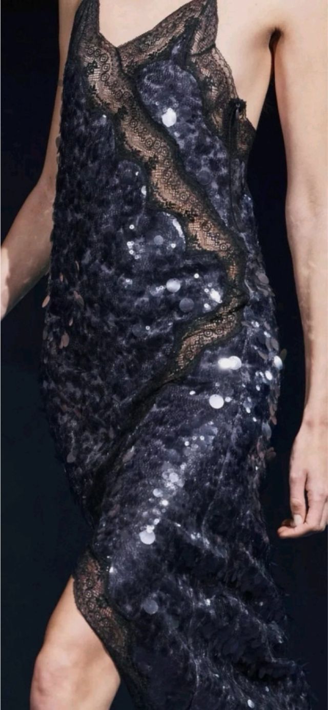 Vestido Zara lentejuelas midi negro/plateado/gris