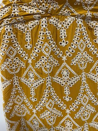 Vestido largo Zara bordado amarillo/mostaza