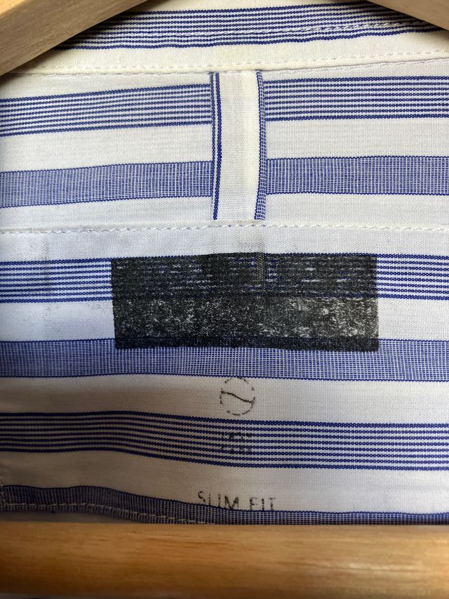 Camisa de rayas azul y blanca para hombre