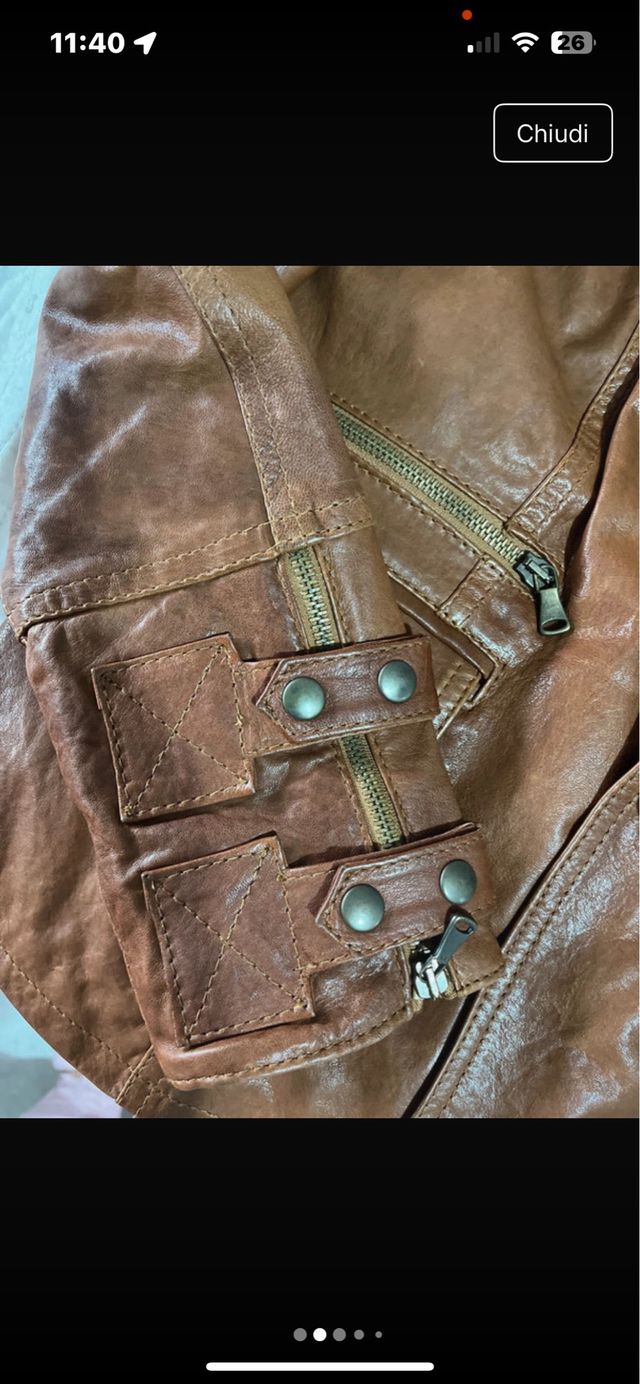 Giacca pelle vintage donna marrone