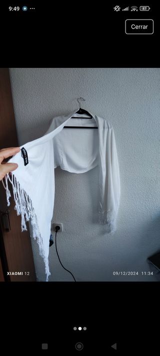 Bolero Punt Roma blanco con flecos