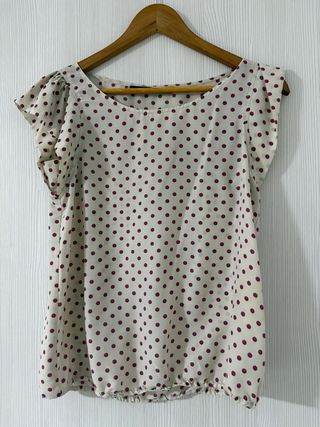 Blusa Zara lunares rosa y beige
