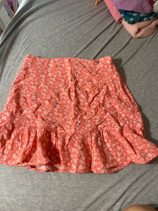 Falda corta floral naranja