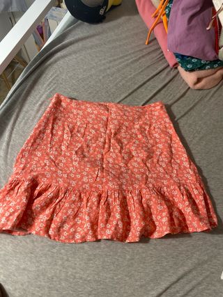 Falda corta floral naranja
