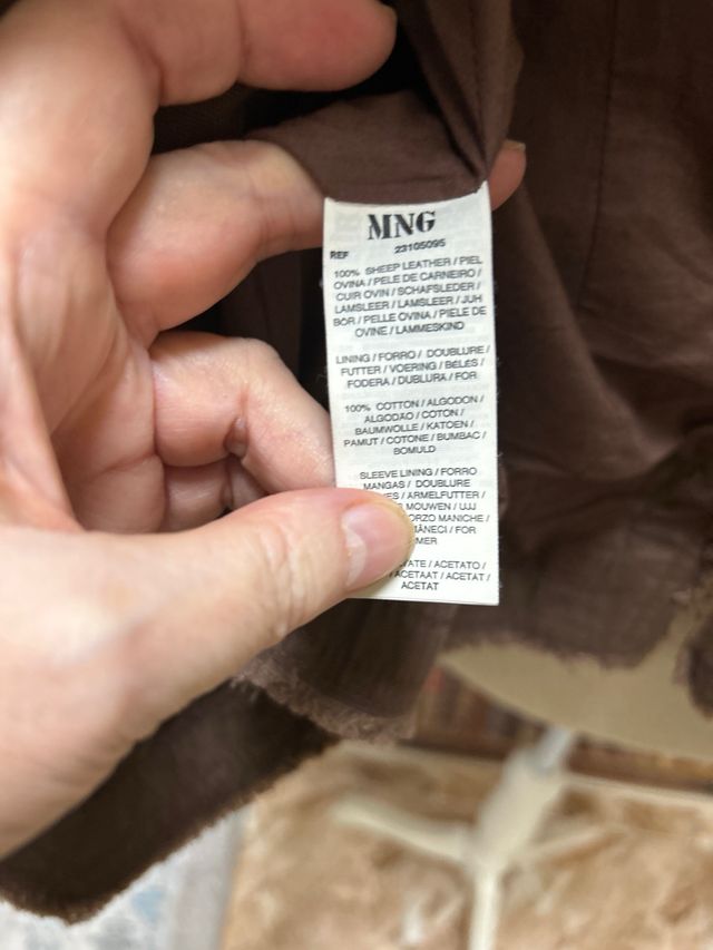 Chaqueta de piel MNG marrón Talla M