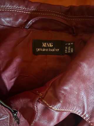 Cazadora Piel Mango Roja Granate