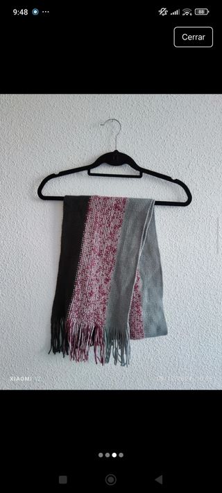 Bufanda tricolor hombre gris y rojo