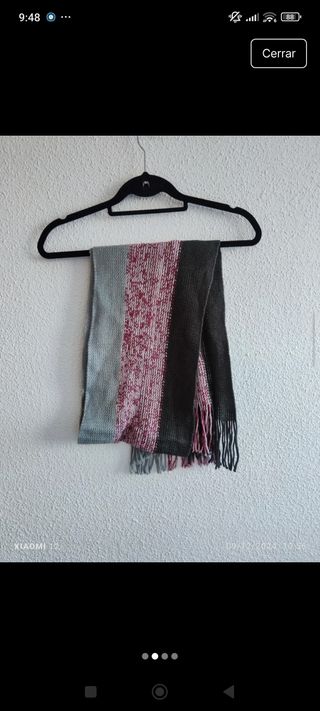 Bufanda tricolor hombre gris y rojo