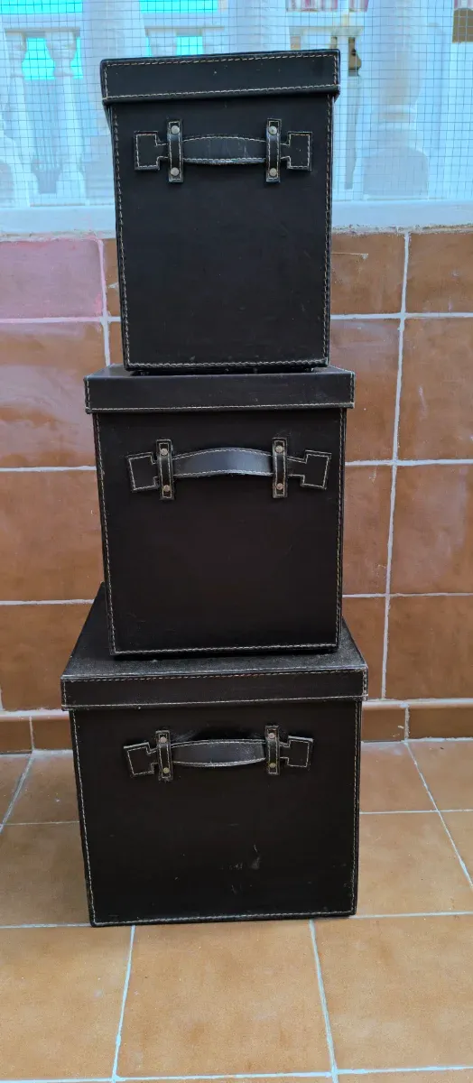 Cajas de cuero apilables (Set de 3)