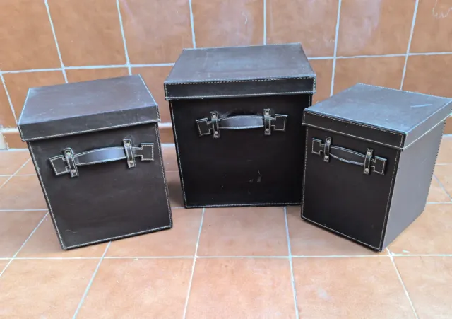 Cajas de cuero apilables (Set de 3)