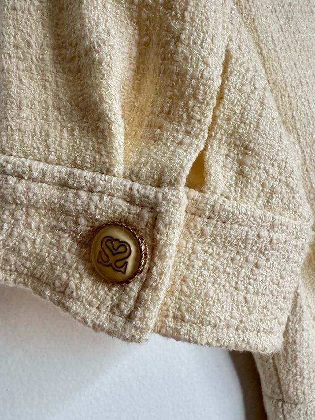 Mono Sandro Beige Tweed Cremallera Bolsillos